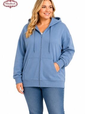 T40 Mondetta Zip-Up Hoodie Jacket XL Blue Front Pocket Activewear